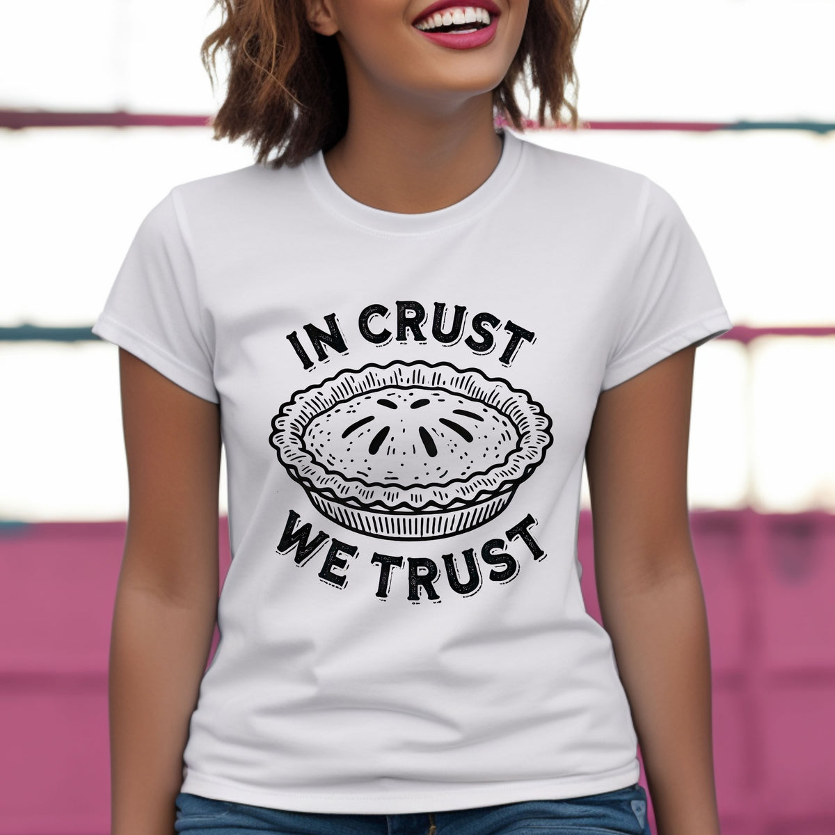 In Crust We Trust Funny Baking Shirt | Women's White Slim-fit T-shirt