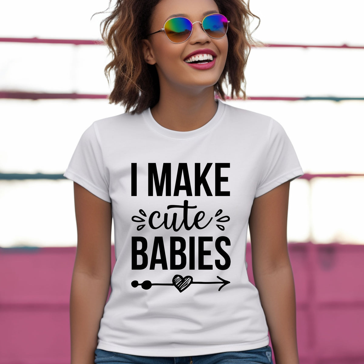 I Make Cute Babies Mother's Day Shirt | White Slim-fit Women's T-shirt