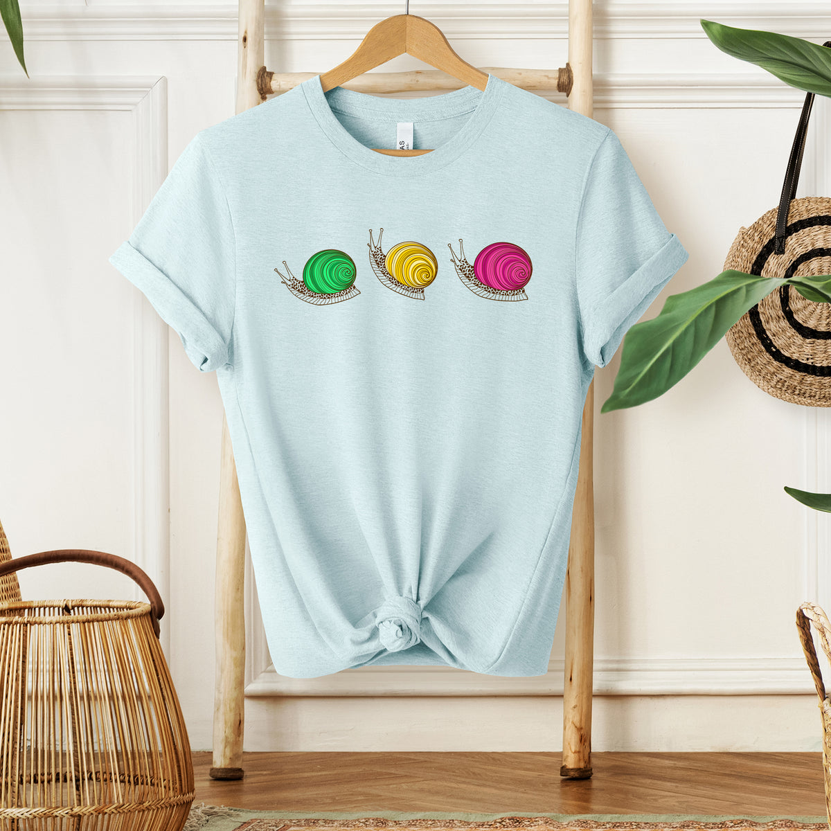 Cute Snail Lover Nature Shirt | Heather Ice Blue T-shirt