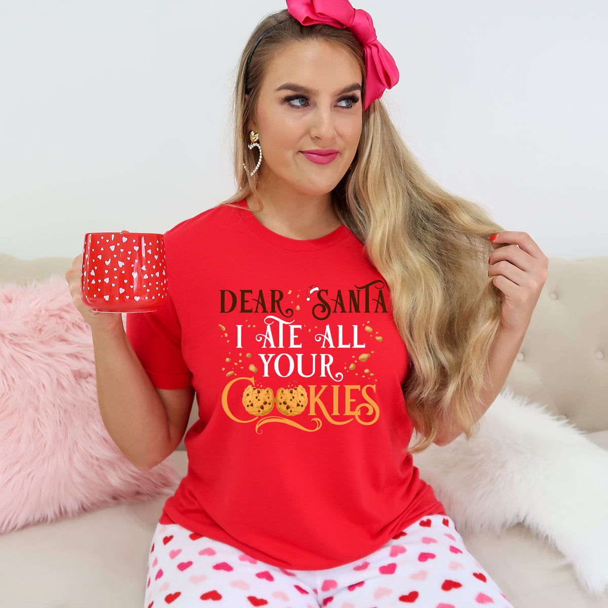 Santa Letter Tee | Cookies For Santa Shirt | Red Unisex Jersey T-shirt