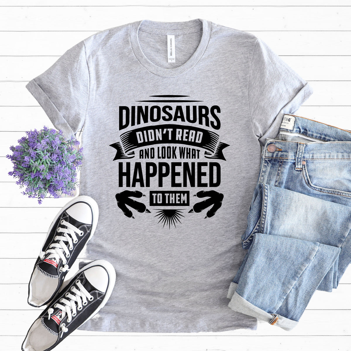 Dinosaur Didn't Read Book Worm Reading Shirt | Sport Grey Soft Style T-shirt