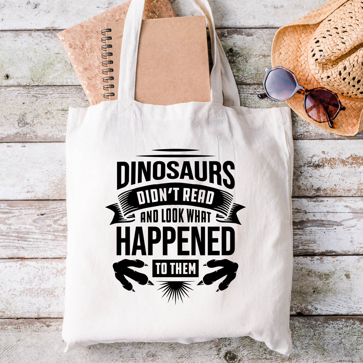 Dinosaurs Didn't Read Book Worm Reading Tote Bag 