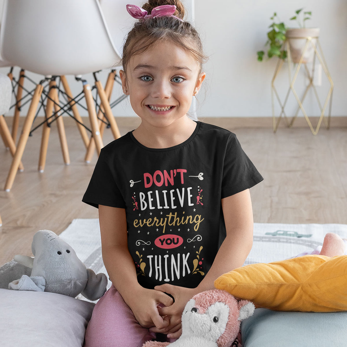 Don't Believe Everything Mindfulness Shirt | Black Youth T-shirt
