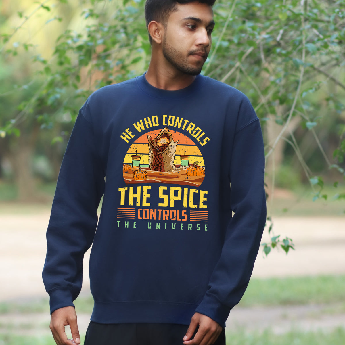Dune Pumpkin Spice Funny Fall Shirt  Navy Sweatshirt
