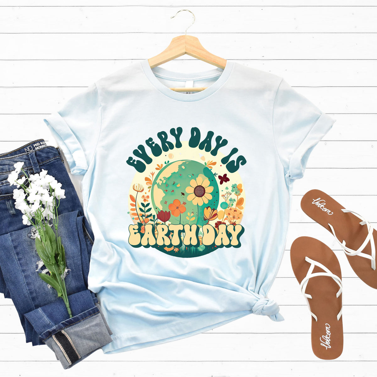 Every Day Is Earth Day Shirt | Light Blue Unisex Jersey T-shirt