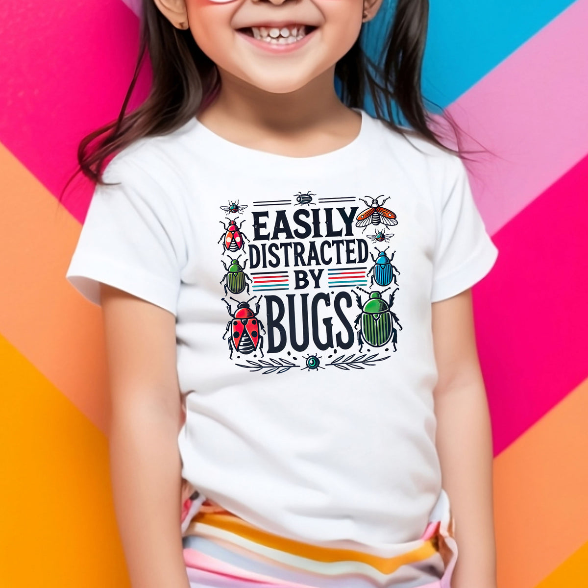 Easily Distracted By Bugs Funny Insect Shirt | White Kids Youth T-shirt