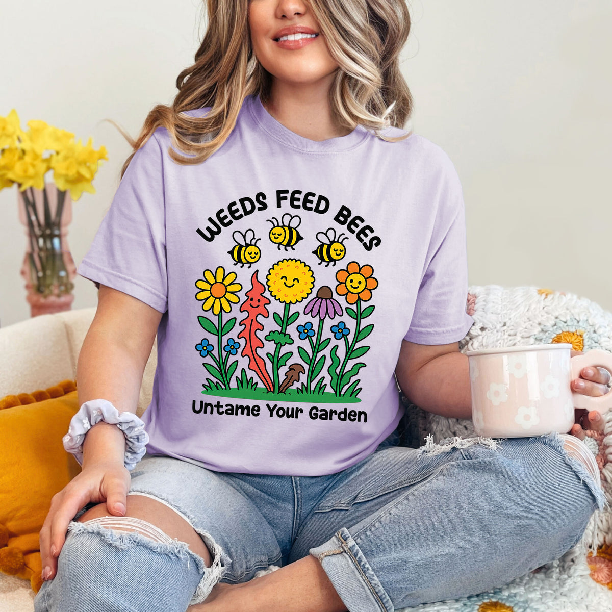 Weeds Feed Bees Bee Garden Shirt | Orchid Garment Dyed T-shirt