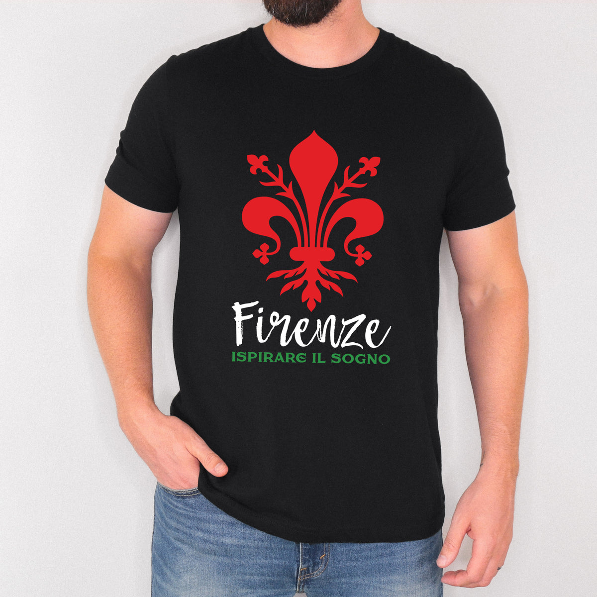 Florence Italy Fleur de Lis Shirt | Black Unisex Jersey T-shirt