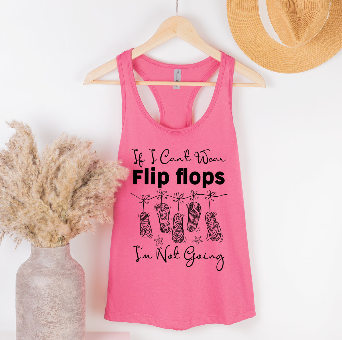 Flip Flops Funny Beach Bum Shirt  | Hot Pink Racerback Tank Top