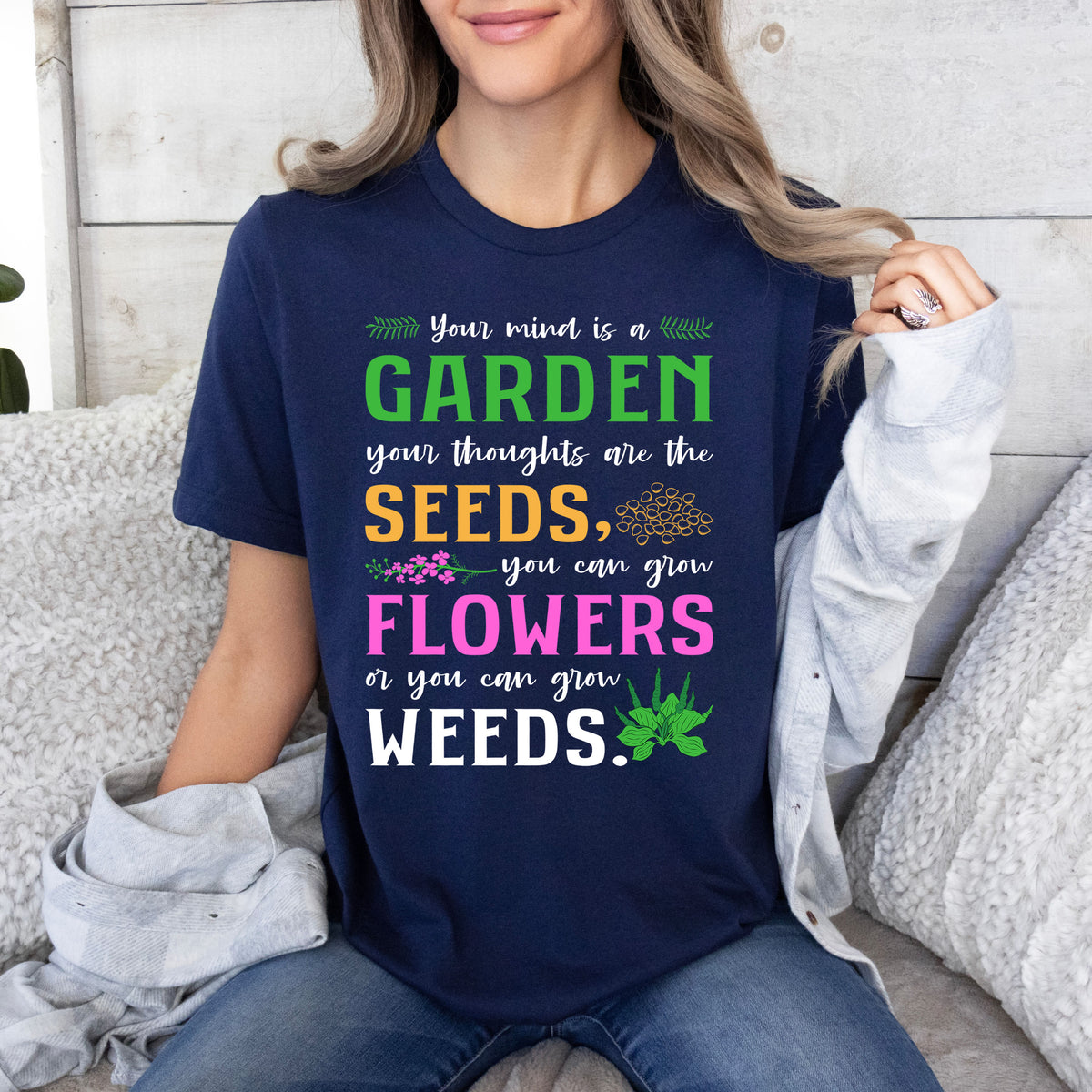 Garden Mindfulness School Psychologist Shirt  | Navy Unisex Jersey T-shirt