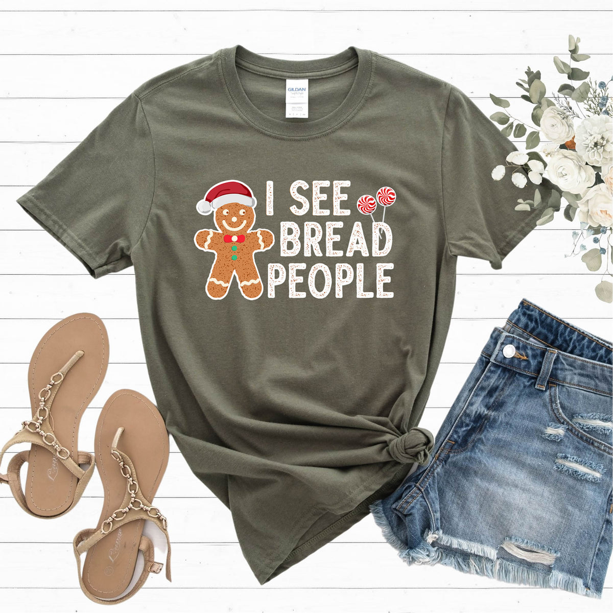 Gingerbread Cookies Funny Baking Shirt | Military Green Soft Style T-shirt