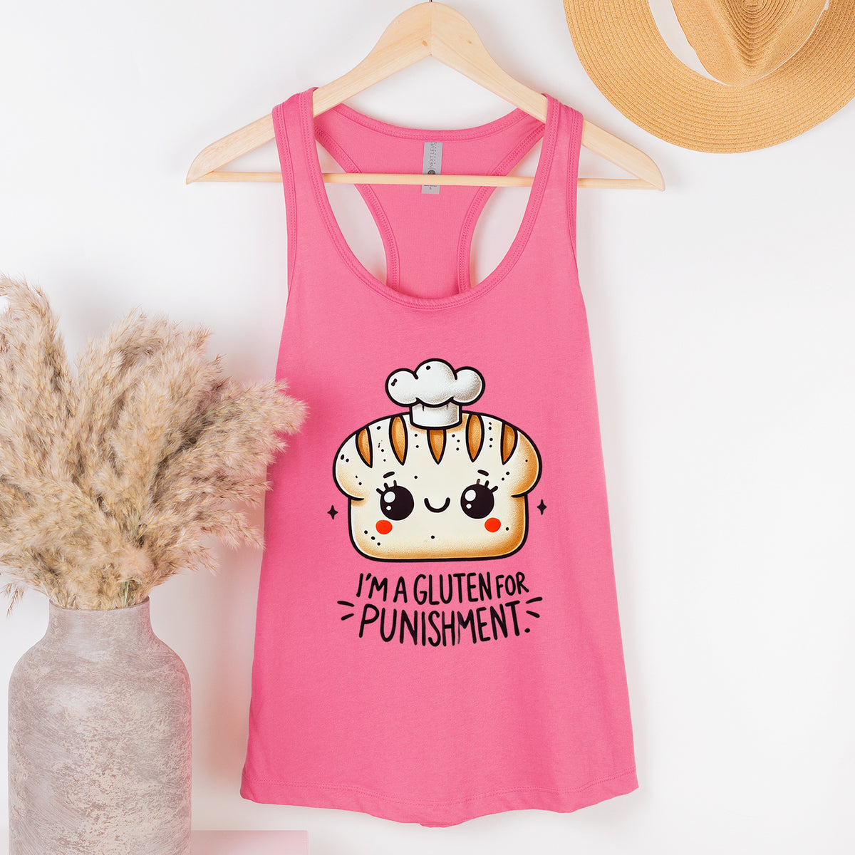 Gluten For Punishment Cute Sourdough Shirt | Foodie Gifts for Bakers | Sourdough Gifts | Baking Gifts | Women's Ideal Racerback Tank Top