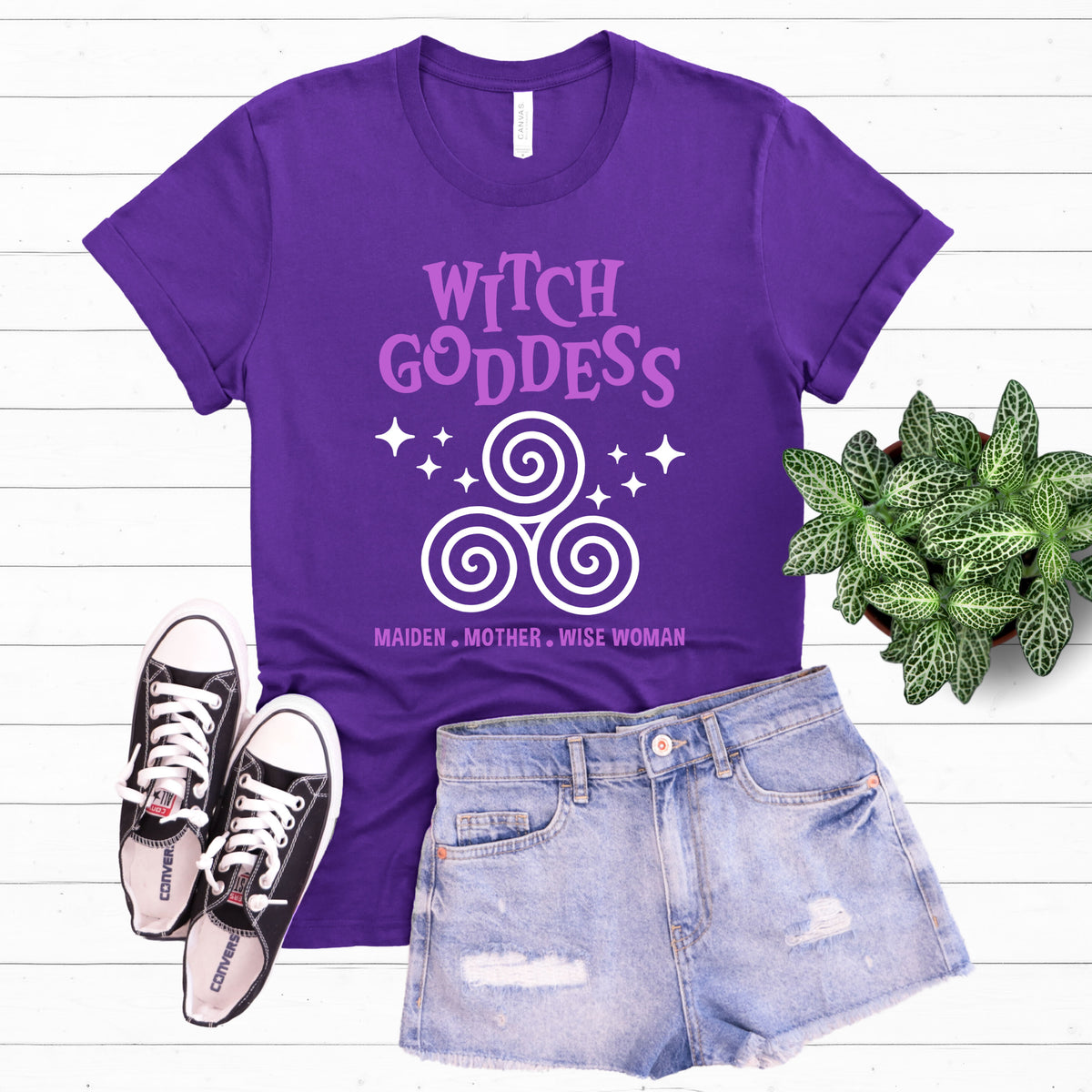 Witch Goddess Triskelion Halloween Shirt |Purple Tshirt