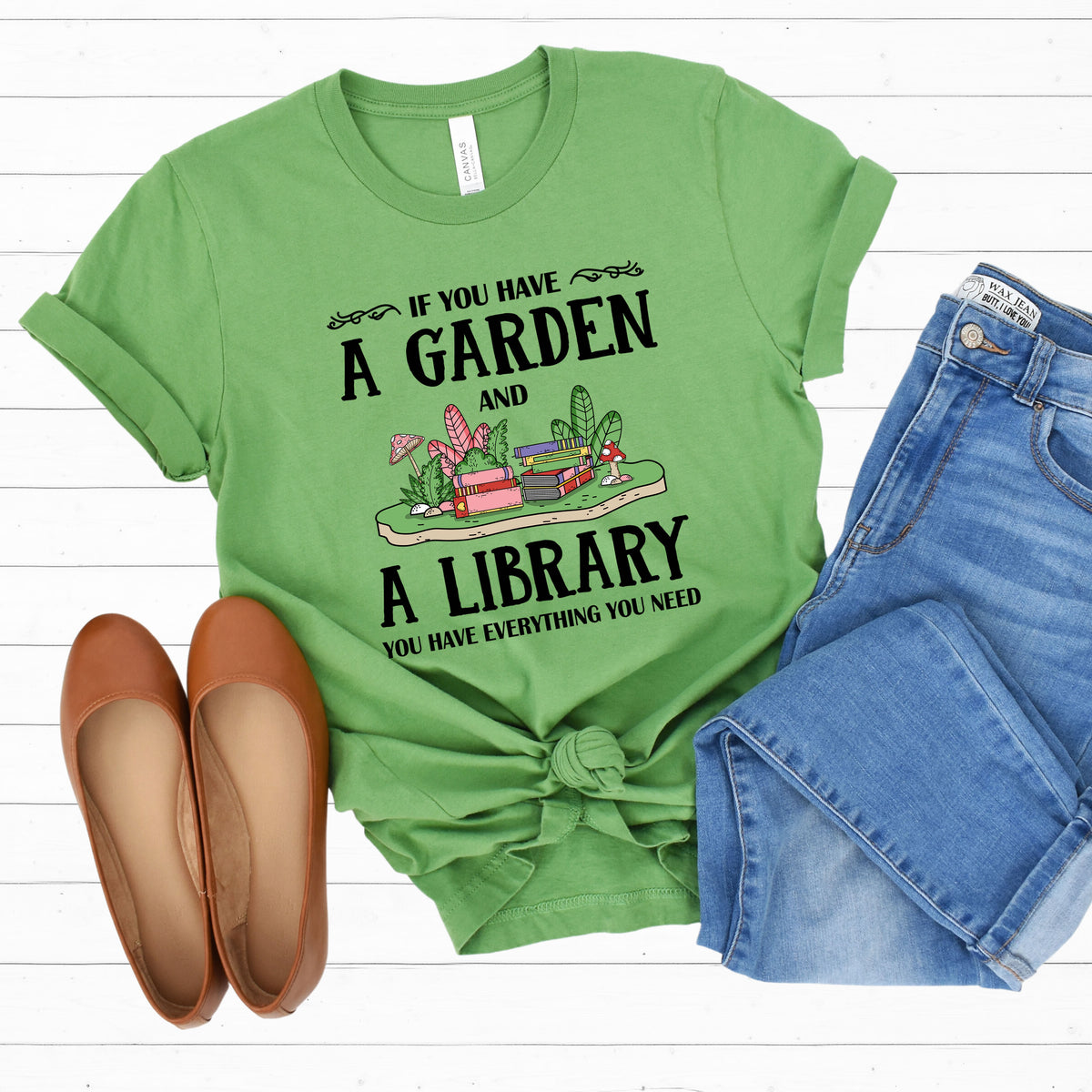 Garden & Library Bookworm Book Shirt | Leaf Unisex Jersey T-shirt