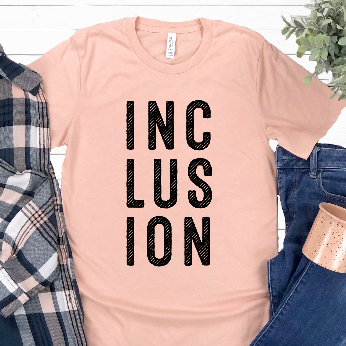 Inclusion Autism Disability Shirt  | Heather Peach T-shirt