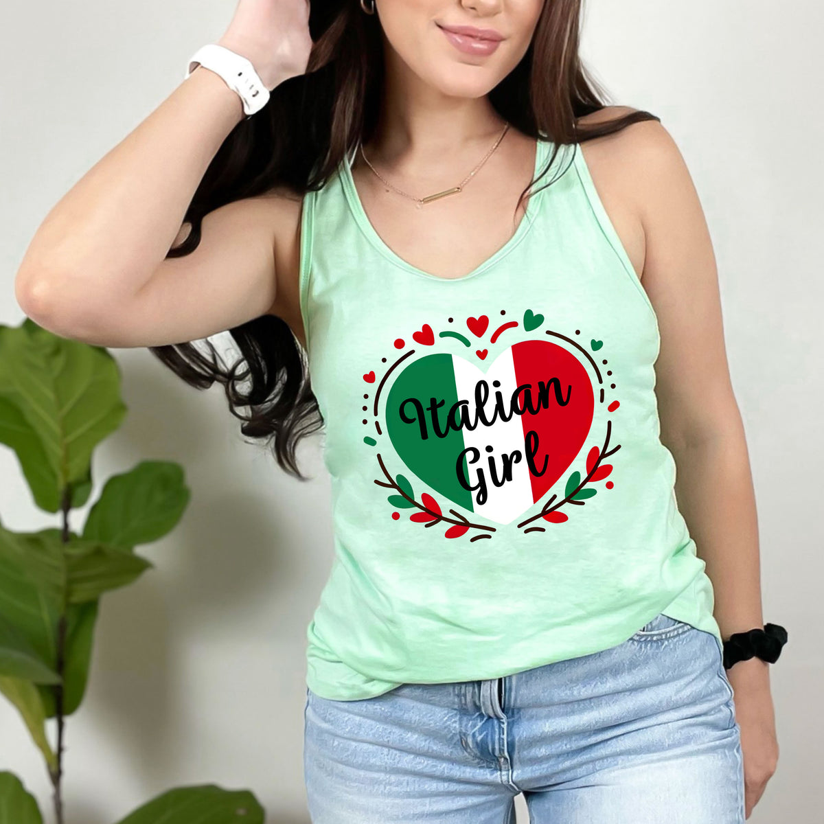 Italian Girl Cute Italy Trip shirt | Italy Lover Shirt | Mint Racerback Tank Top