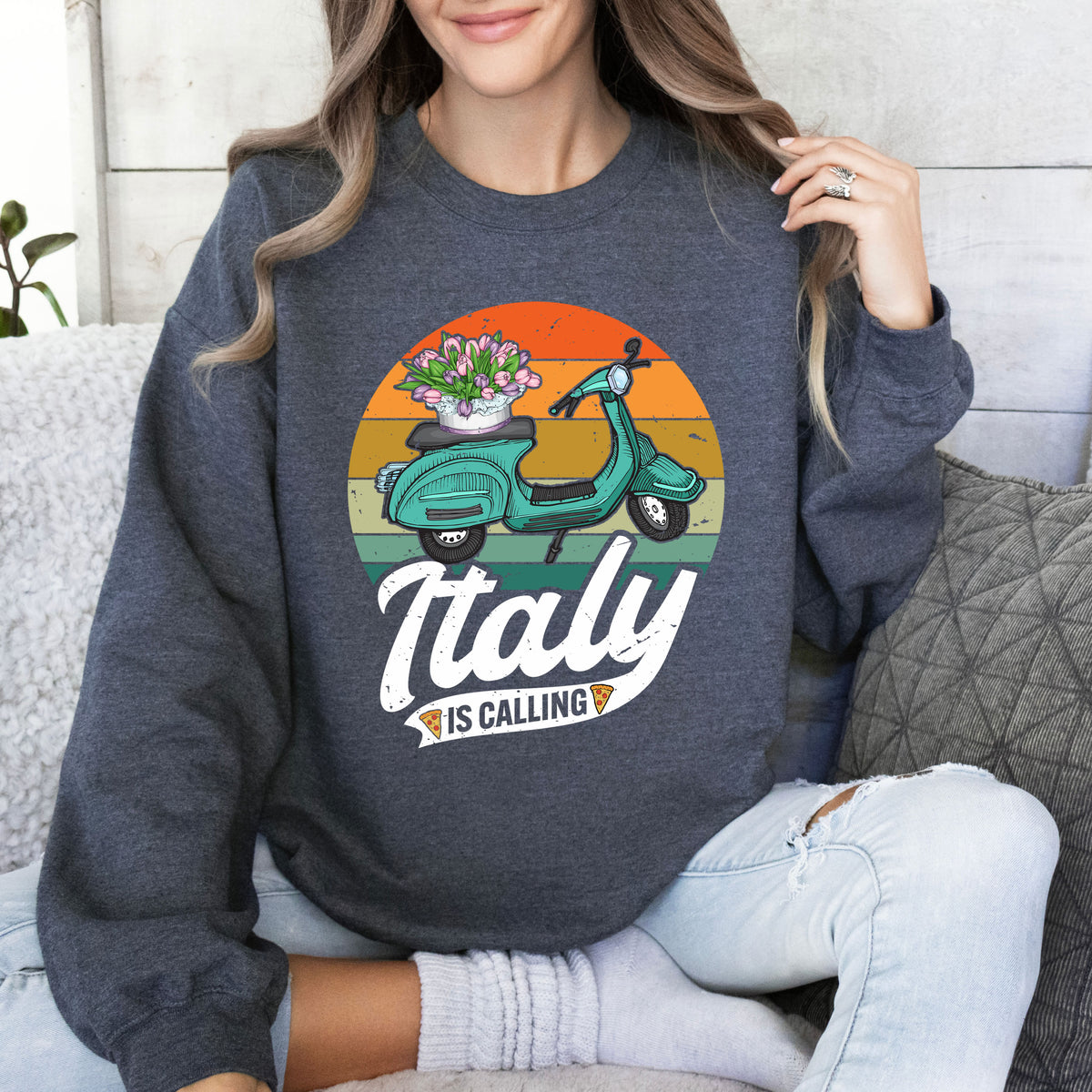 Italy Is Calling Italy Trip Vacation Shirt | Dark Heather Sweatshirt