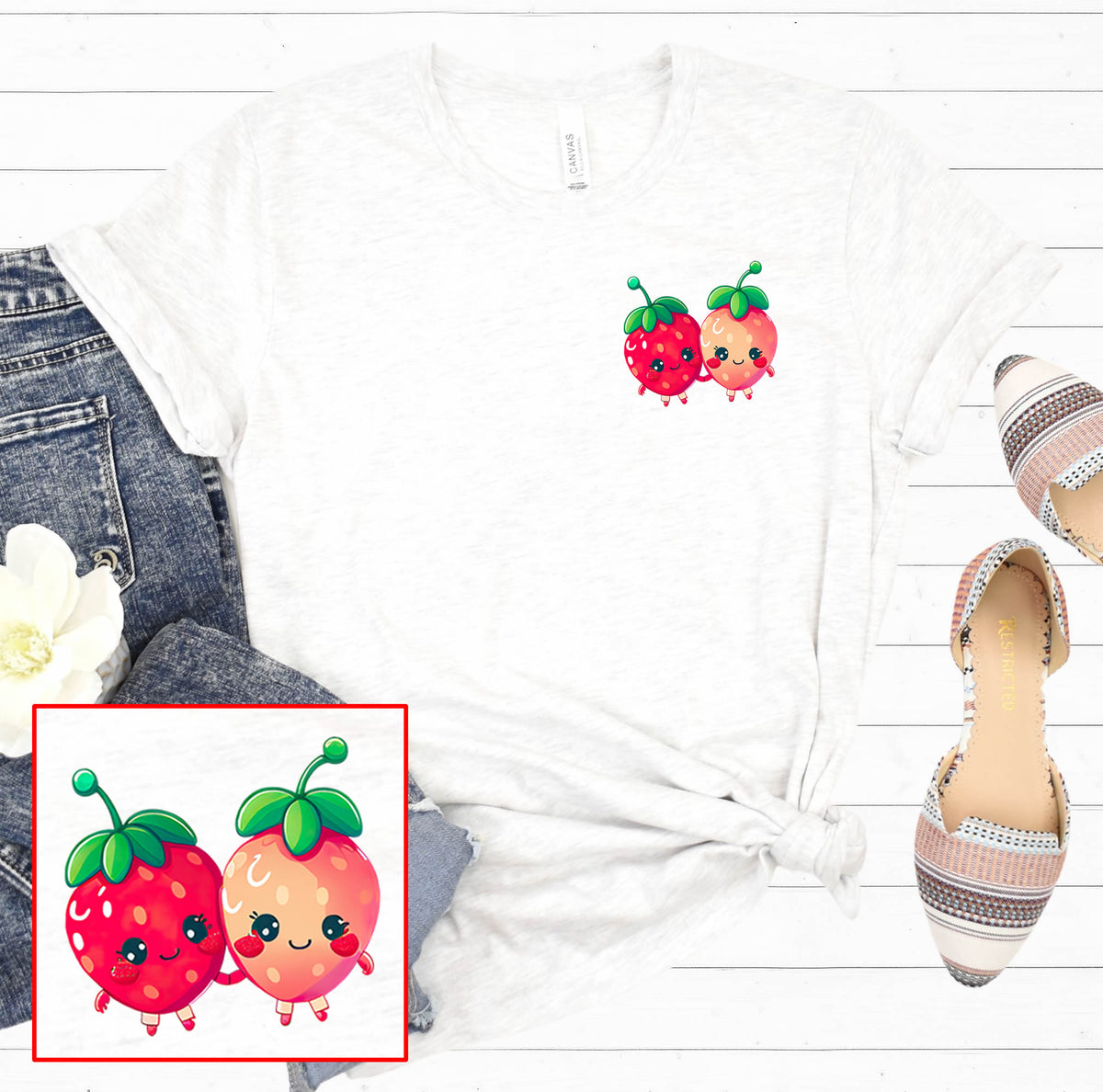 Cute Strawberry Shirt | White Unisex Jersey T-shirt