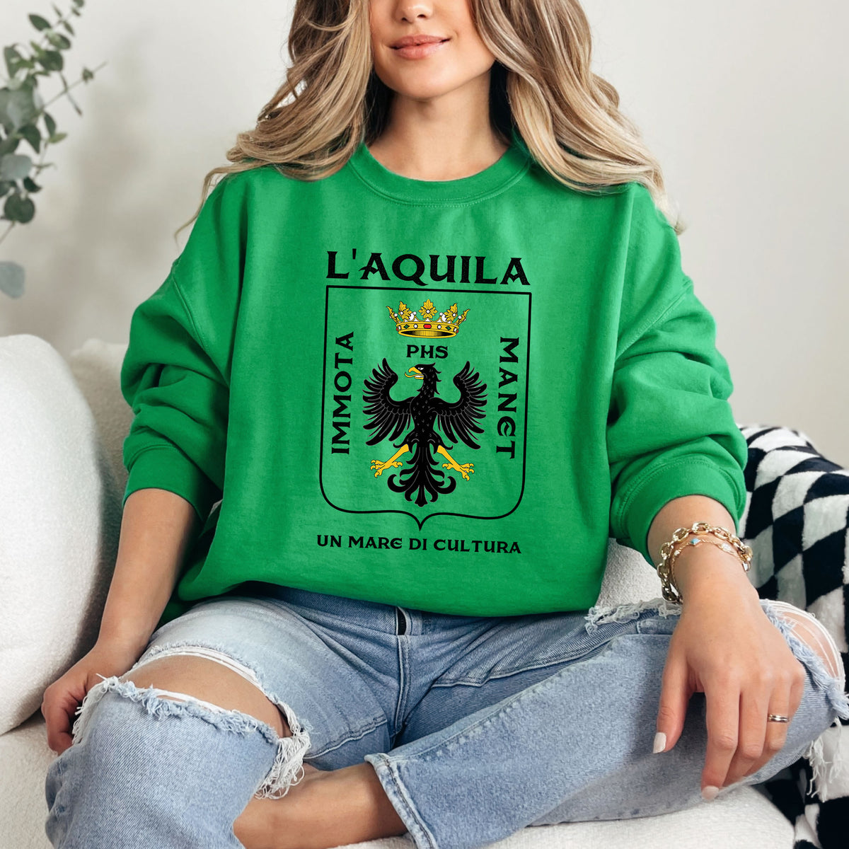 L'Aquila Italy Coat of Arms Shirt | Irish Green Sweatshirt