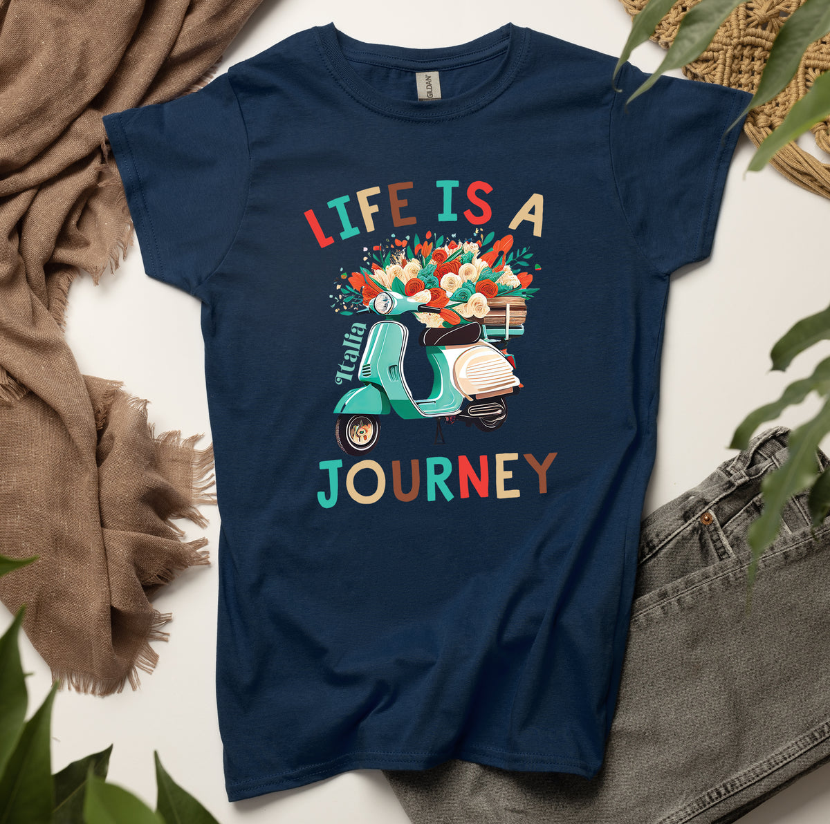 Life Is A Journey Italy Shirt | Navy Women's T-shirt