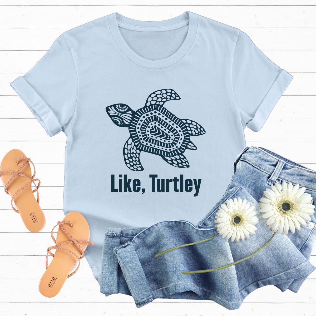 Turtley Funny Beach Bum Sea Turtle Shirt | Light Blue Unisex Jersey T-shirt