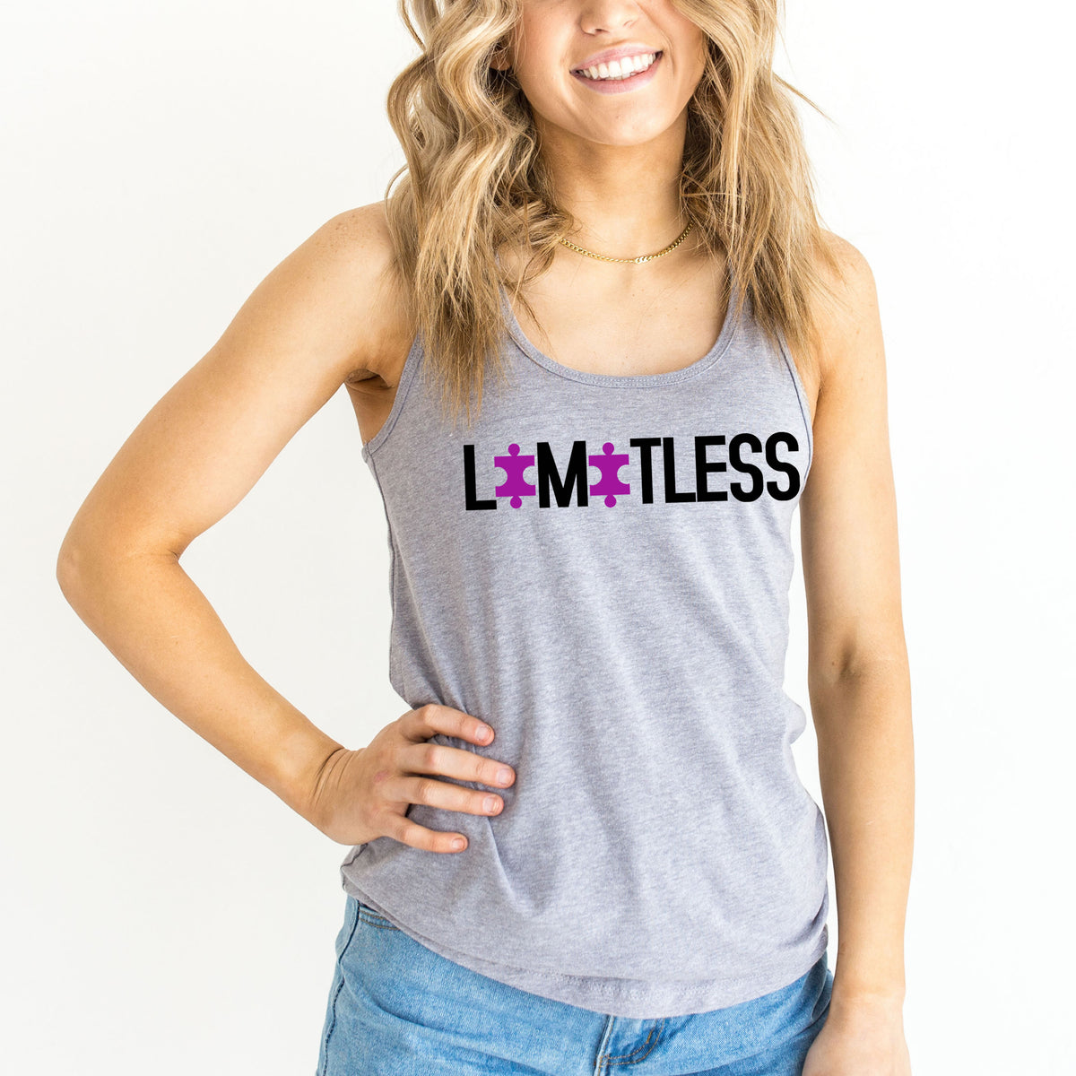 Limitless Autism Awareness Shirt  | Athletic Heather Racerback Tank Top