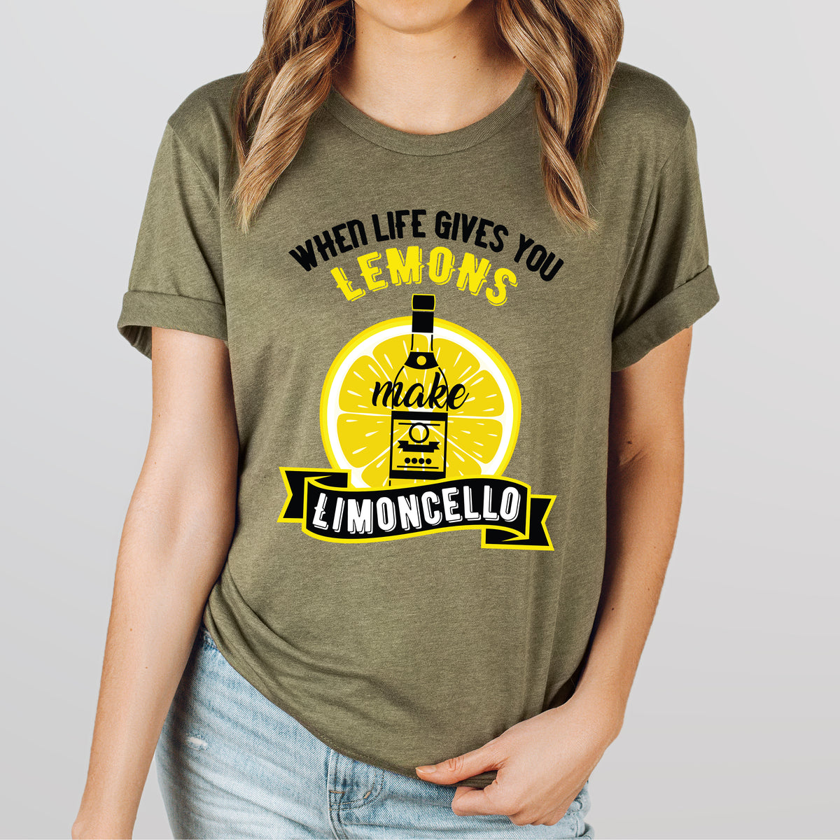 Italian Limoncello Funny Drink Shirt  | Heather Olive Unisex Jersey T-shirt