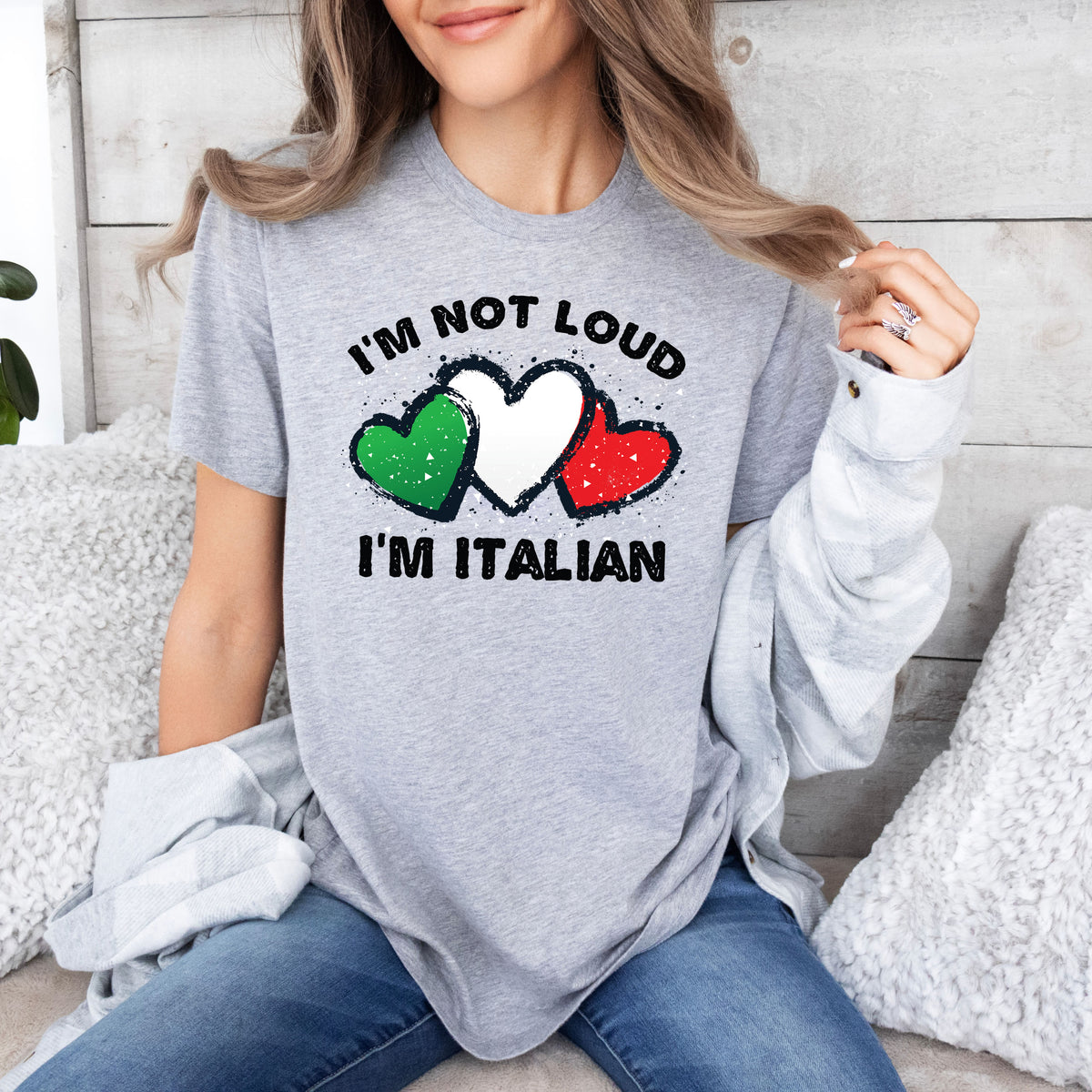 I'm Not Loud I'm Italian Funny T-shirt | Athletic Heather T-shirt
