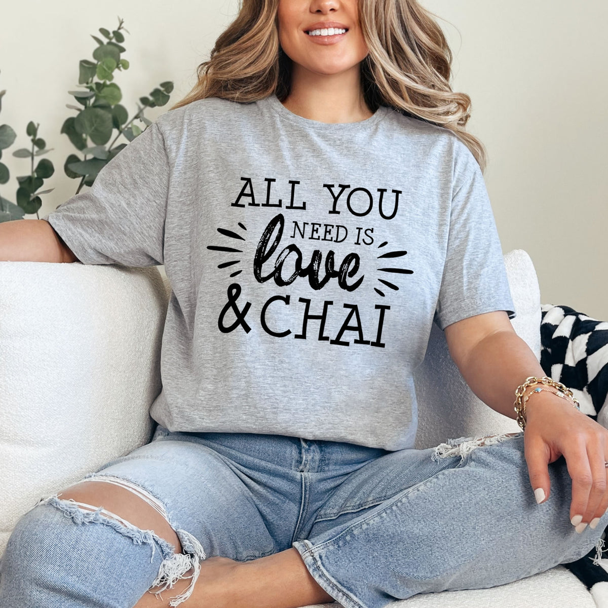 All You Need Is Love Chai Lover Shirt | Sport Grey T-shirt