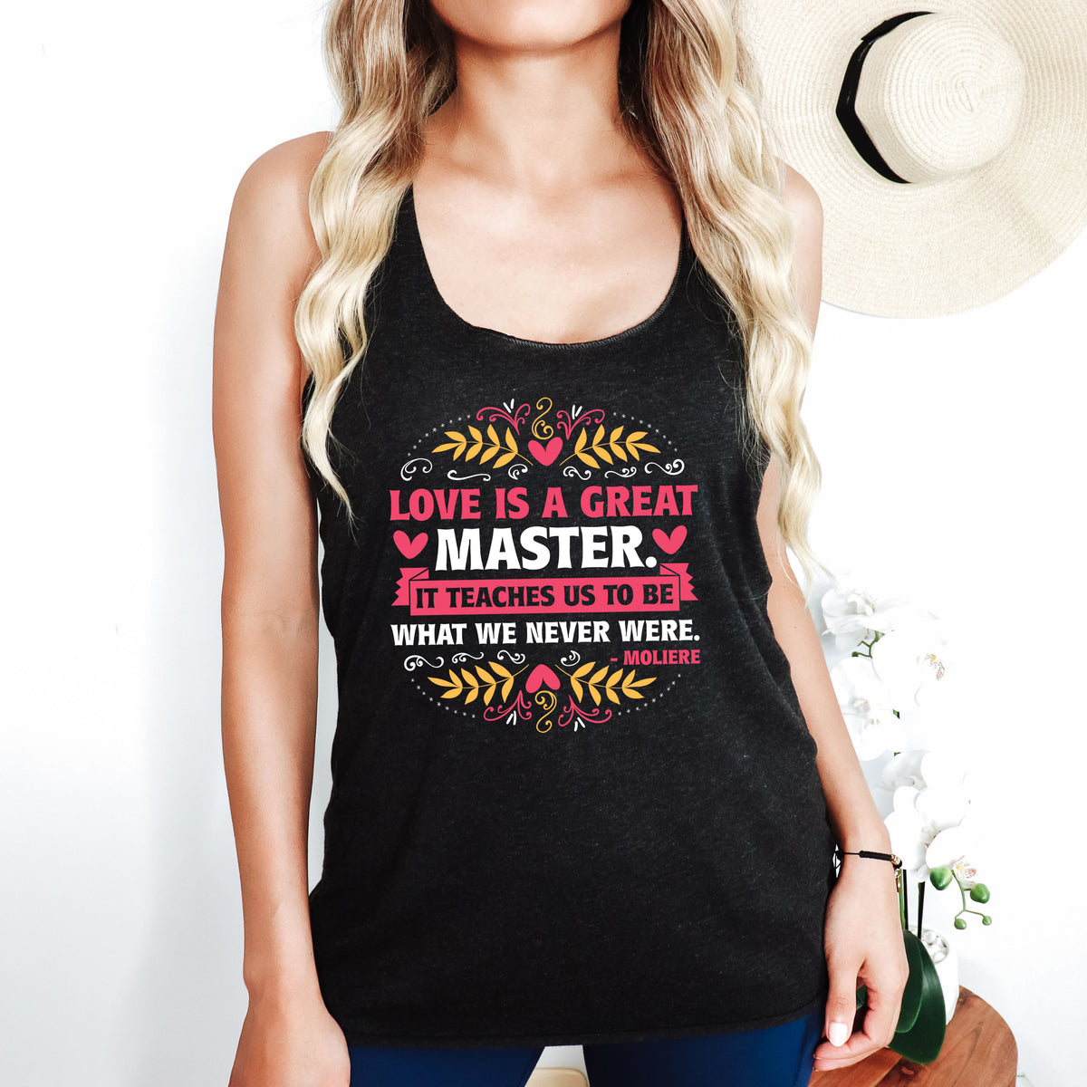 Love Is a Great Master Valentine's Day Shirt  | Vintage Black Racerback Tank Top