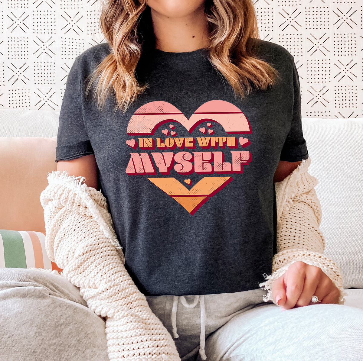 In Love With Myself Affirmation Shirt | Dark Grey Heather Tshirt