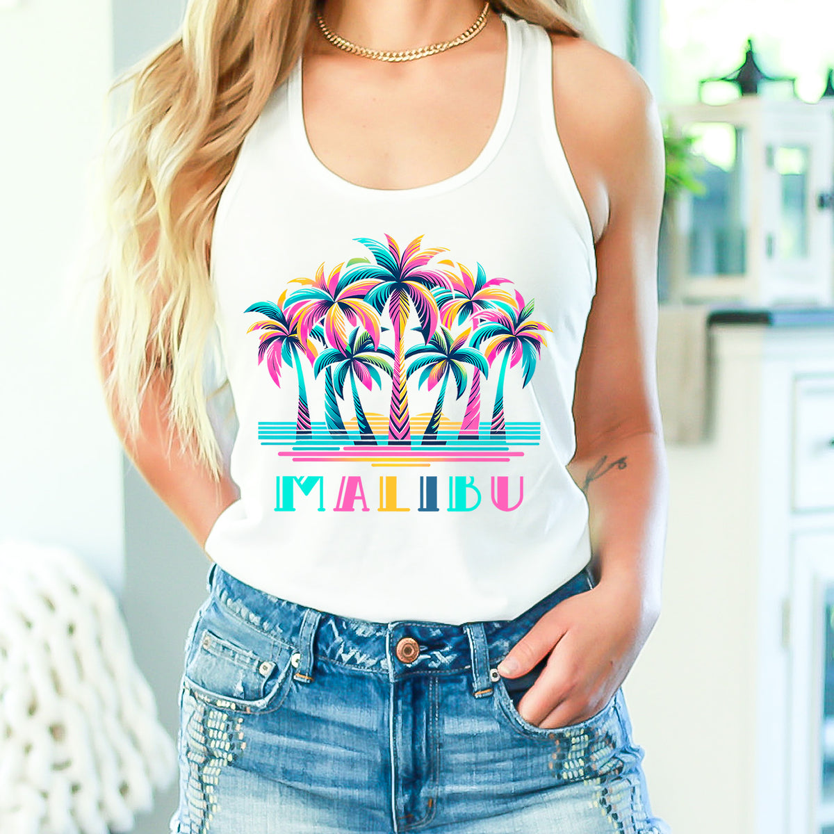 80's Retro Palm Tree Malibu Beach Shirt 