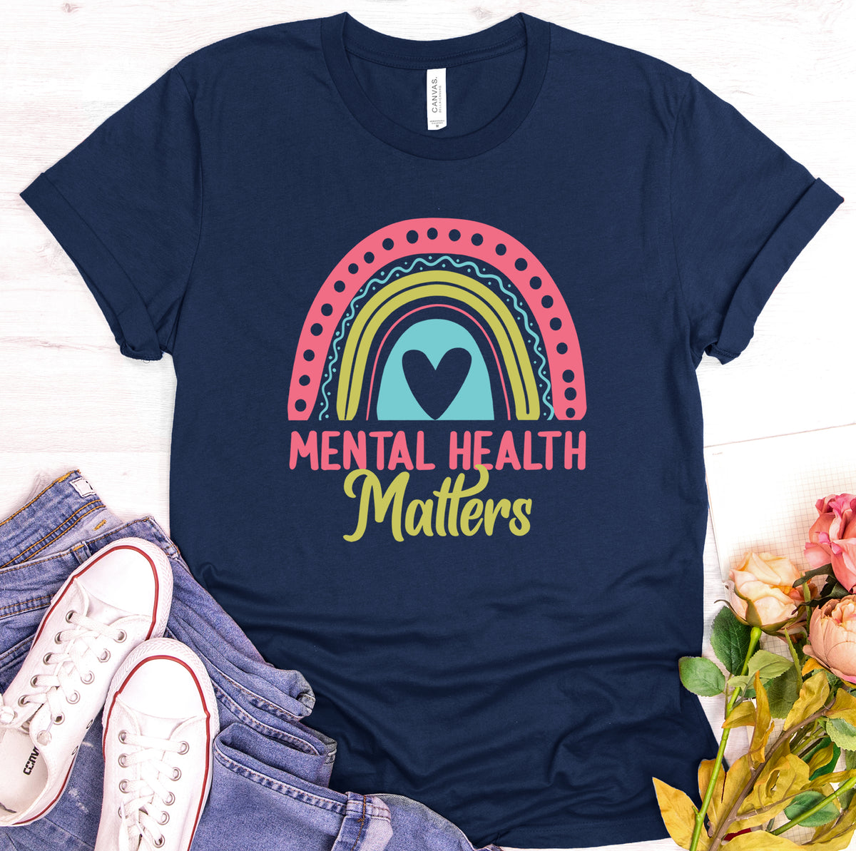 Mental Health Matters School Psychology Shirt | Navy Tshirt