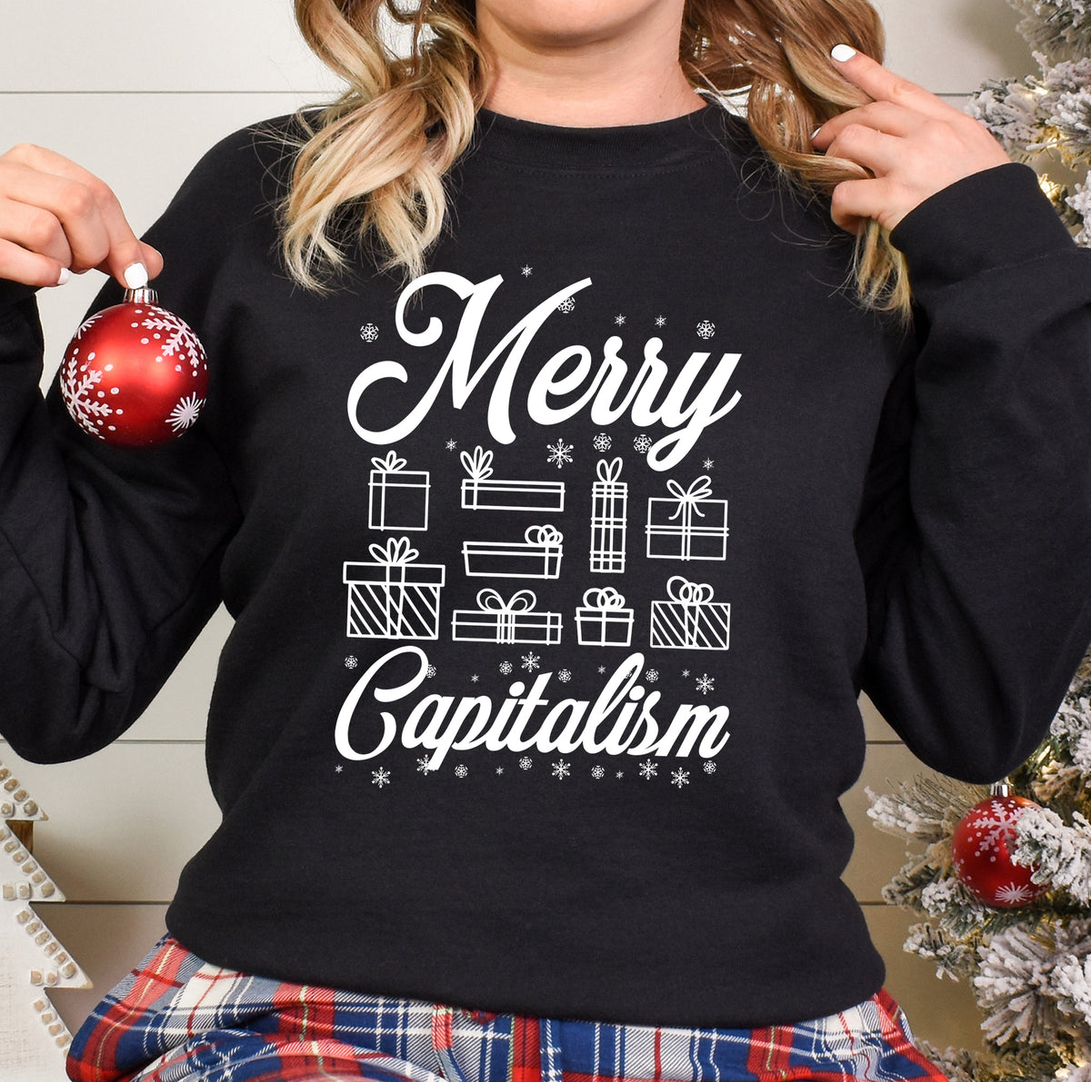 Merry Capitalism Funny Christmas Shirt Black Sweatshirt