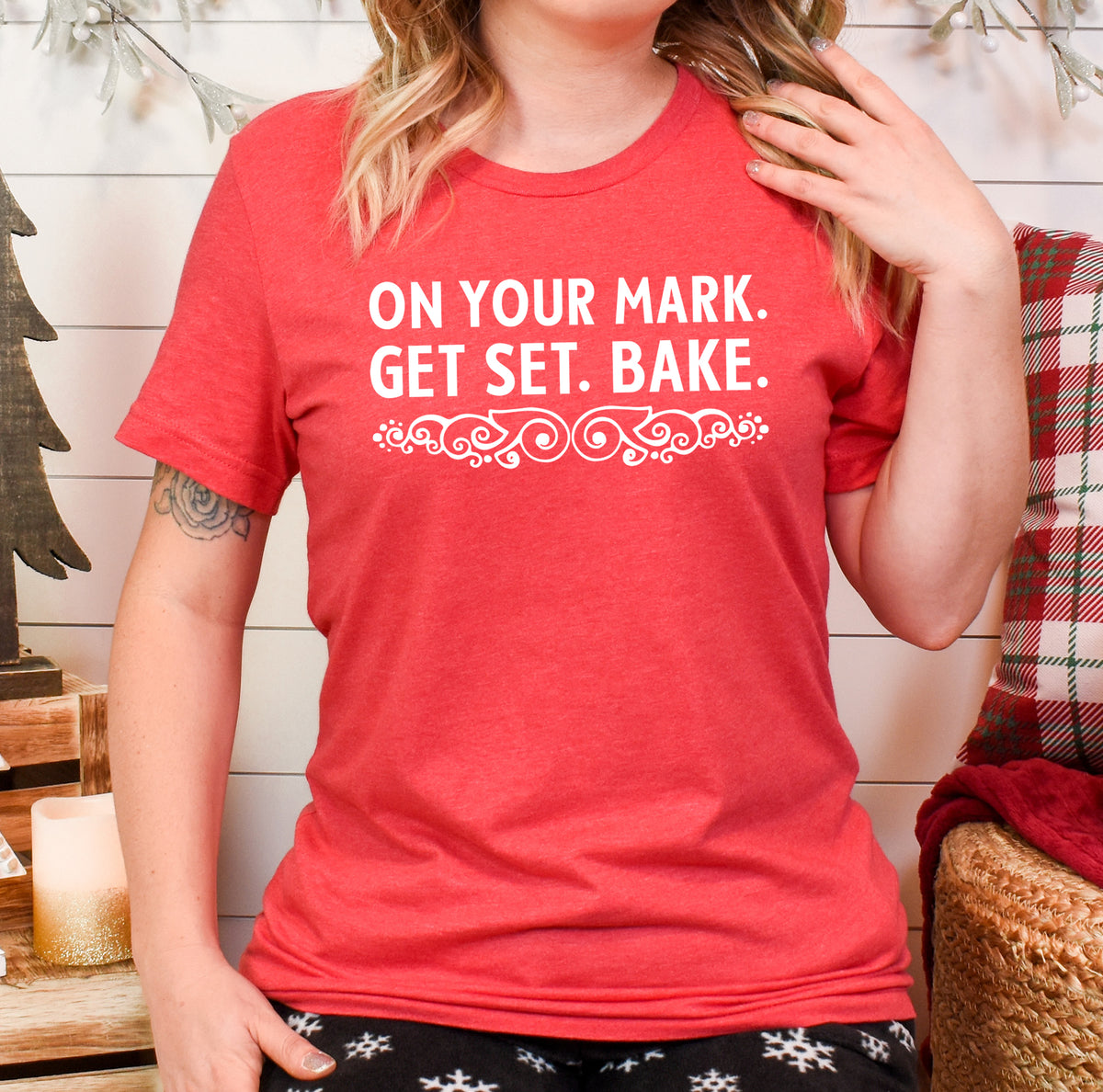 On Your Mark Great British Baking Shirt  | Heather Red Unisex Jersey T-shirt