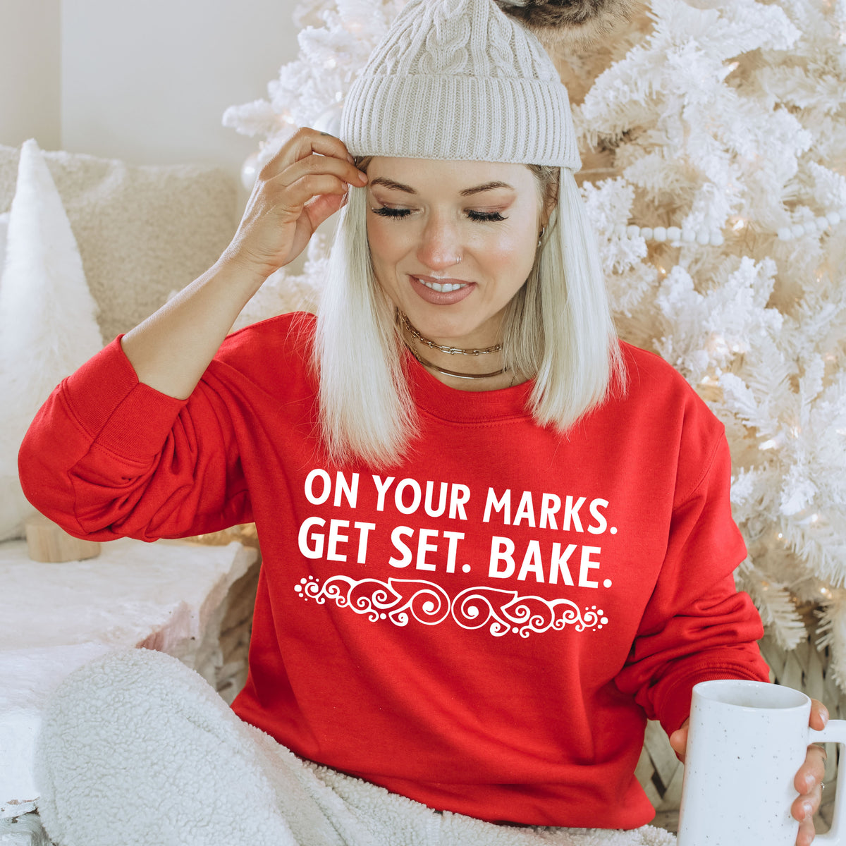 On Your Marks Get Set British Baking Shirt | Red Crewneck Sweatshirt