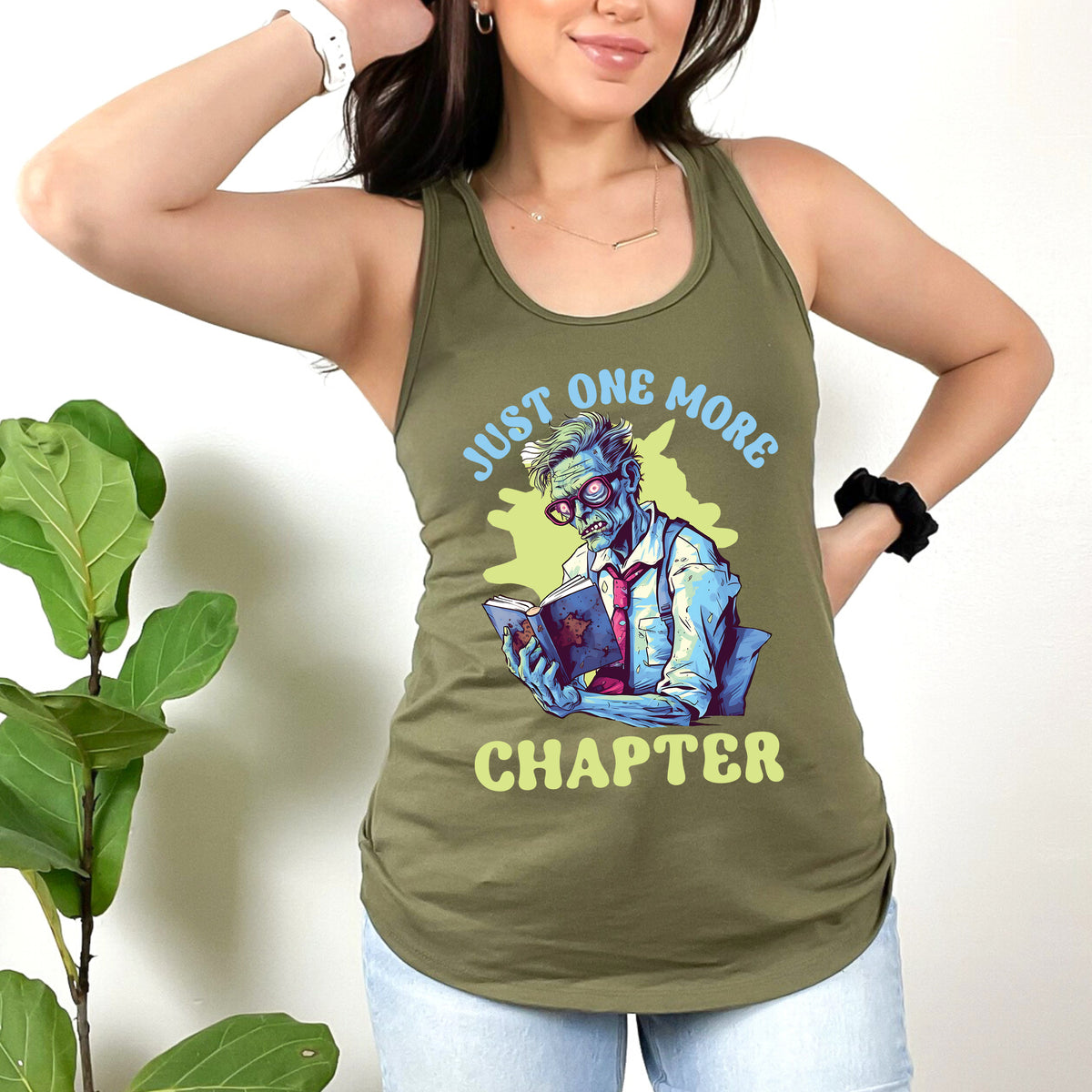 Message us at info@mjteeboutique.com if you would like to see this design on other styles OR if you would like it customized! | Women's Military Green Racerback Tank Top