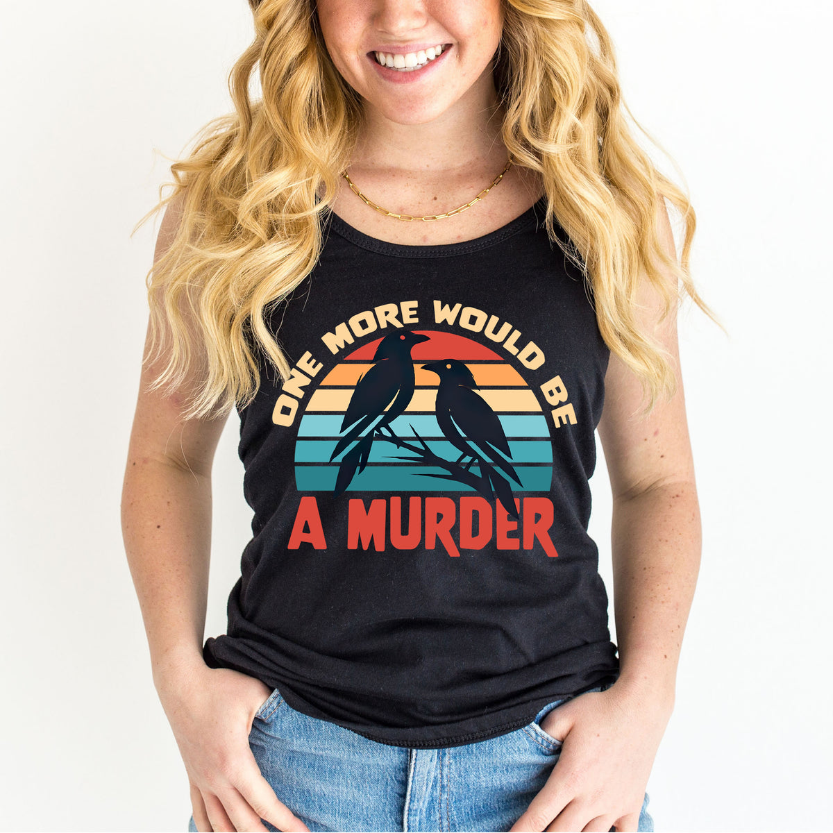 A Murder of Crows Funny Crow Shirt | Black Racerback Tank Top