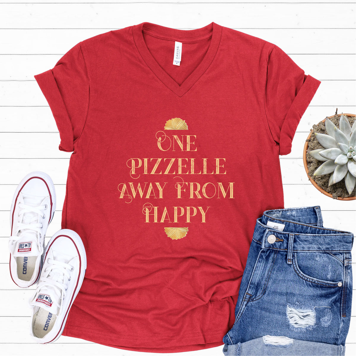 Italian Pizzelle Holiday Cookies Shirt | Foodie Baking Gift  | Unisex Red V-neck T-shirt