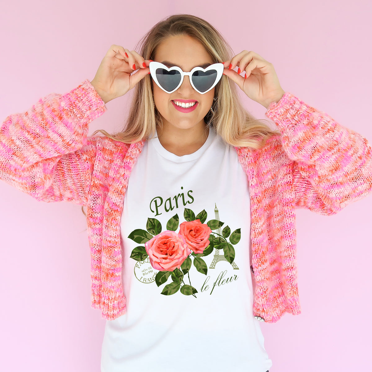 Paris France Vintage Rose Shirt | World Traveler Gardening Gift | White Unisex Jersey T-shirt