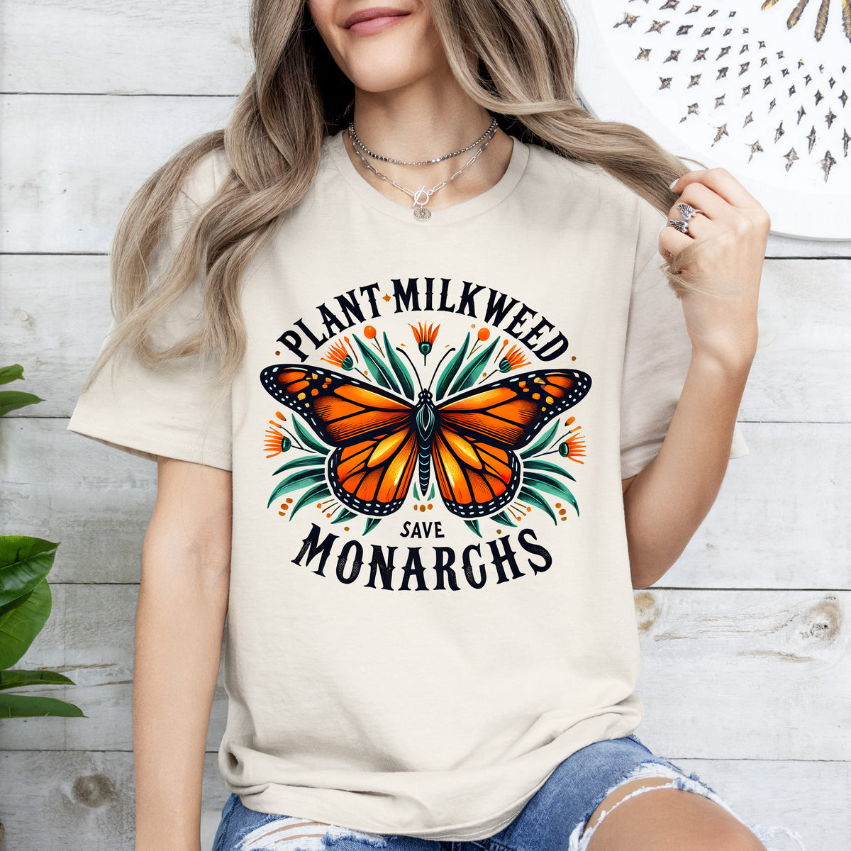 Plant Milkweed Save Monarchs Butterfly Shirt | Nature Lover Gift | Butterfly Garden Shirt | Unisex Soft Style T-shirt