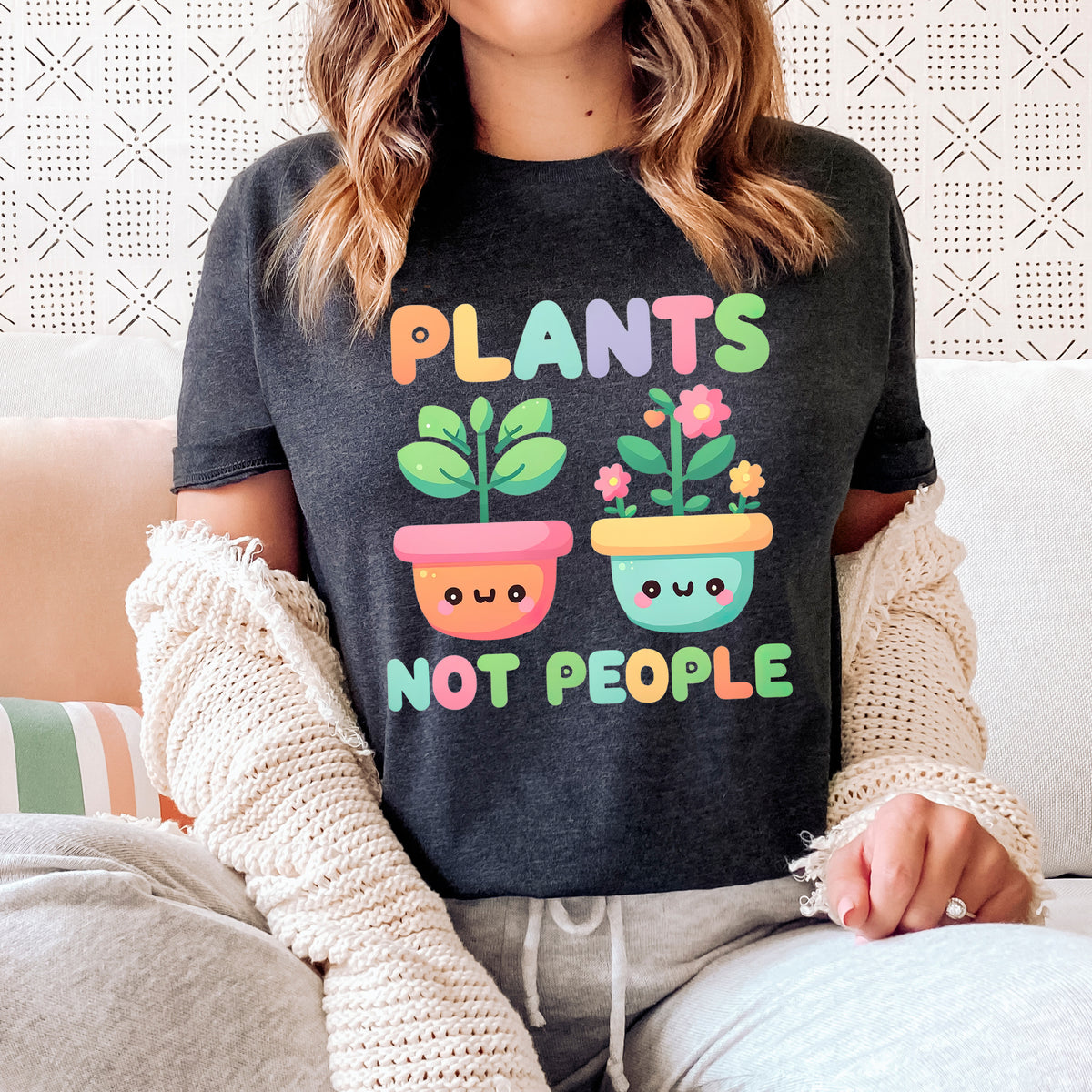 Plants Not People Plant Lover Shirt  | Dark Grey Heather Unisex Jersey T-shirt