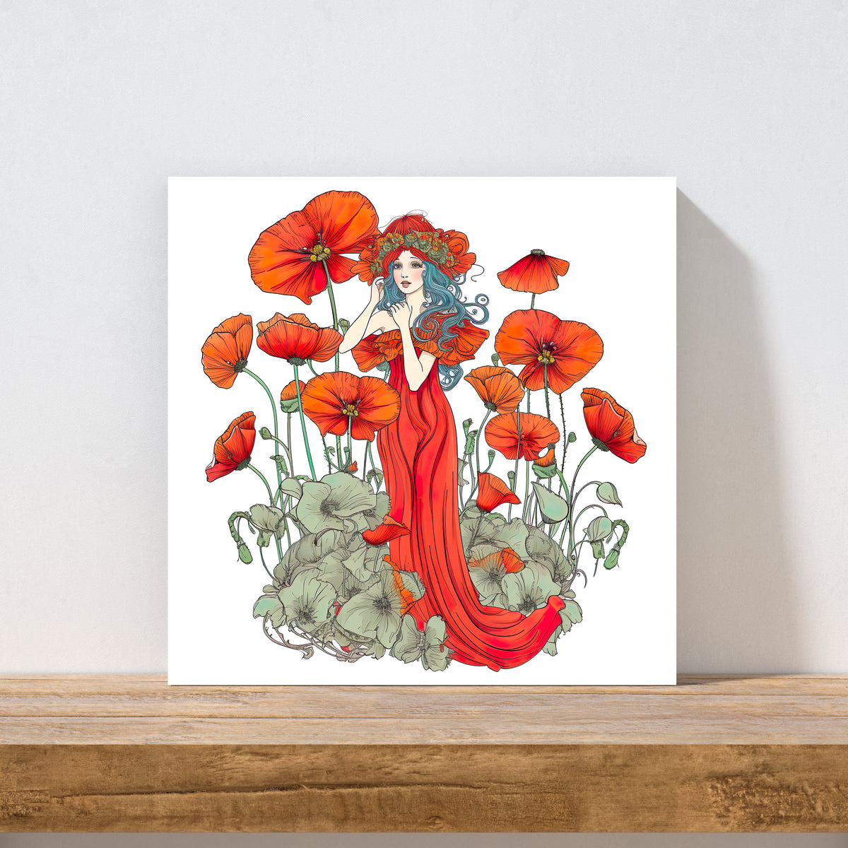 Poppy Art Print | Floral Wall Art | Stretched Canvas Art