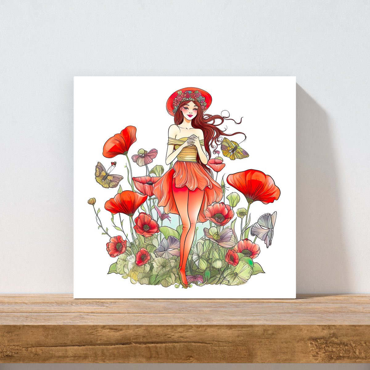Poppy Art Print | Floral Wall Art | Stretched Canvas Art 