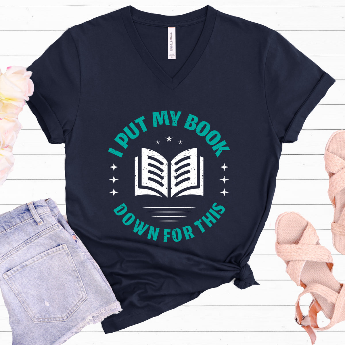 I Put My Book Down Funny Book Lover Shirt |  Reader Gift | Book Worm Gift | Unisex Jersey V-neck T-shirt