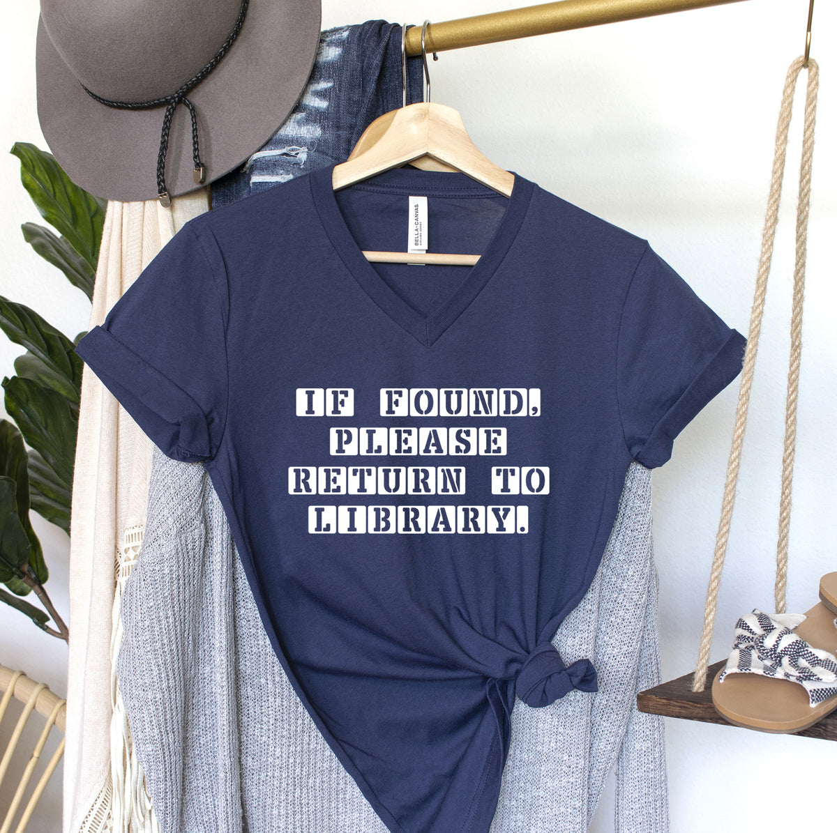 Return To Library Shirt | Book Lover Shirt | Librarian Shirt | Reading Shirt | Unisex Jersey V-neck T-shirt