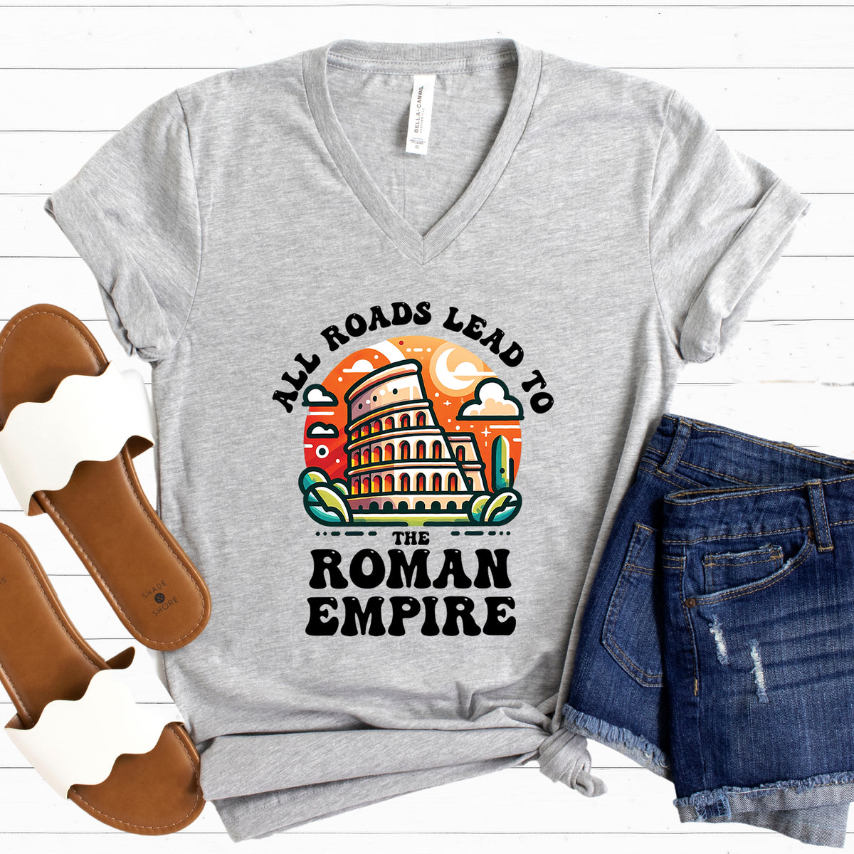 Funny Roman Empire Shirt | Athletic Heather V-neck T-shirt