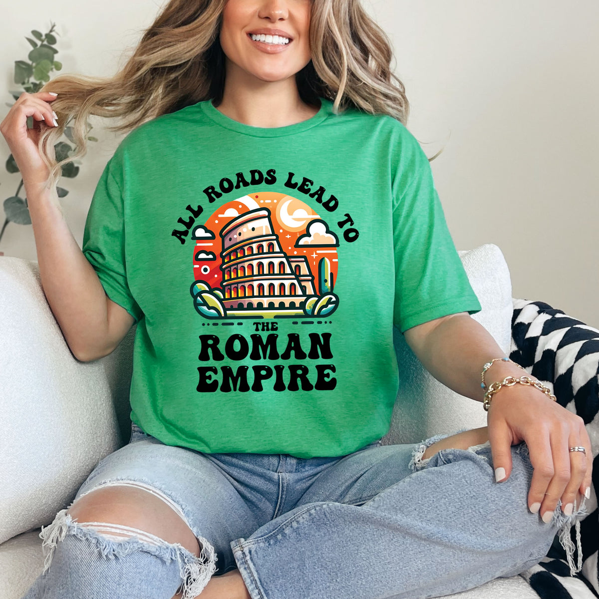 Funny Roman Empire Shirt | Heather Irish Green Soft Style Tshirt
