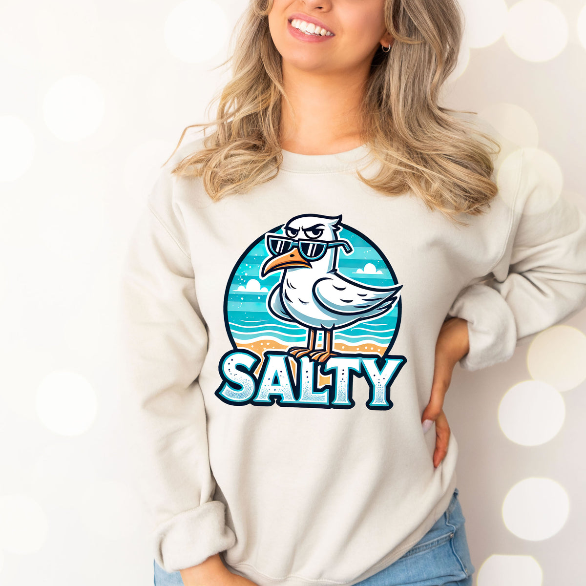 Salty Seagull Funny Beach Bum Beach Sweatshirt | Sand Crewneck Sweatshirt