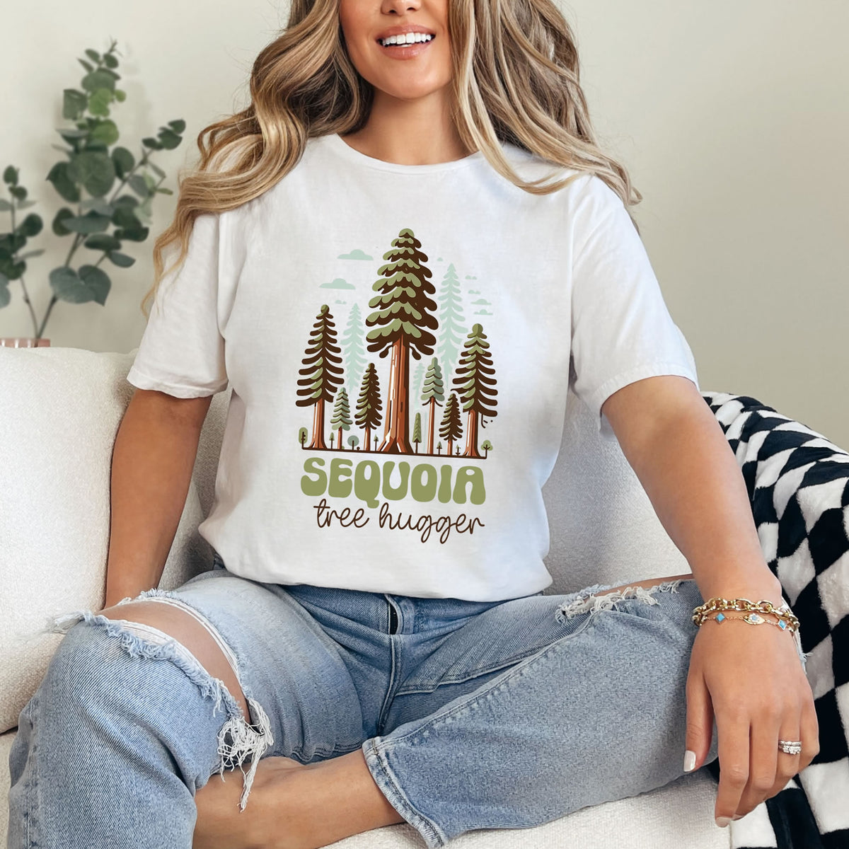 Sequoia National Park Shirt | Sequoia Tree Hugger Shirt  | White Unisex T-shirt
